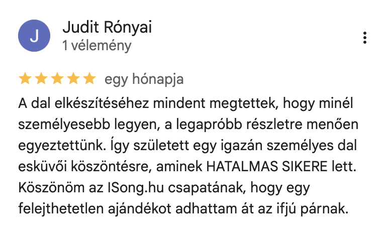 Egyedi ajándék - személyre szabott dalok - review 3 Egyedi ajándék - személyre szabott dalok - review 3