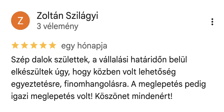 Egyedi ajándék - személyre szabott dalok - review 4 Egyedi ajándék - személyre szabott dalok - review 4