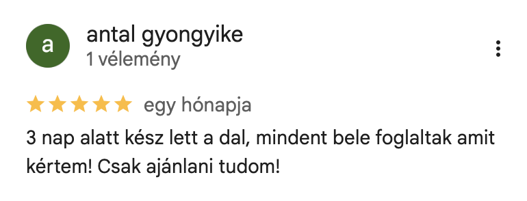 Egyedi ajándék - személyre szabott dalok - review 7 Egyedi ajándék - személyre szabott dalok - review 7