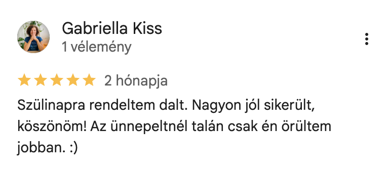 Egyedi ajándék - személyre szabott dalok - review 8 Egyedi ajándék - személyre szabott dalok - review 8